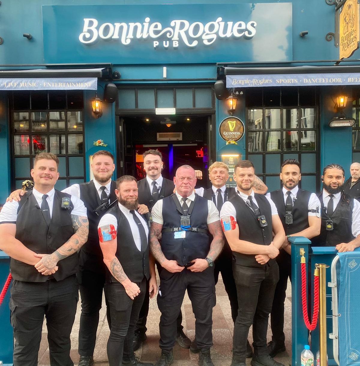 Door Team outside Bonnie Rogues Bar